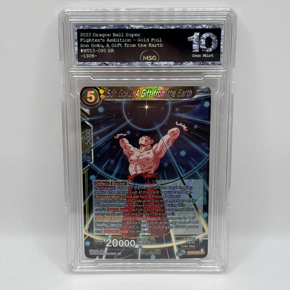 Son Goku A Gift from the Earth BT15-095 SR Foil Dragon Ball Super Graded 10 Gem